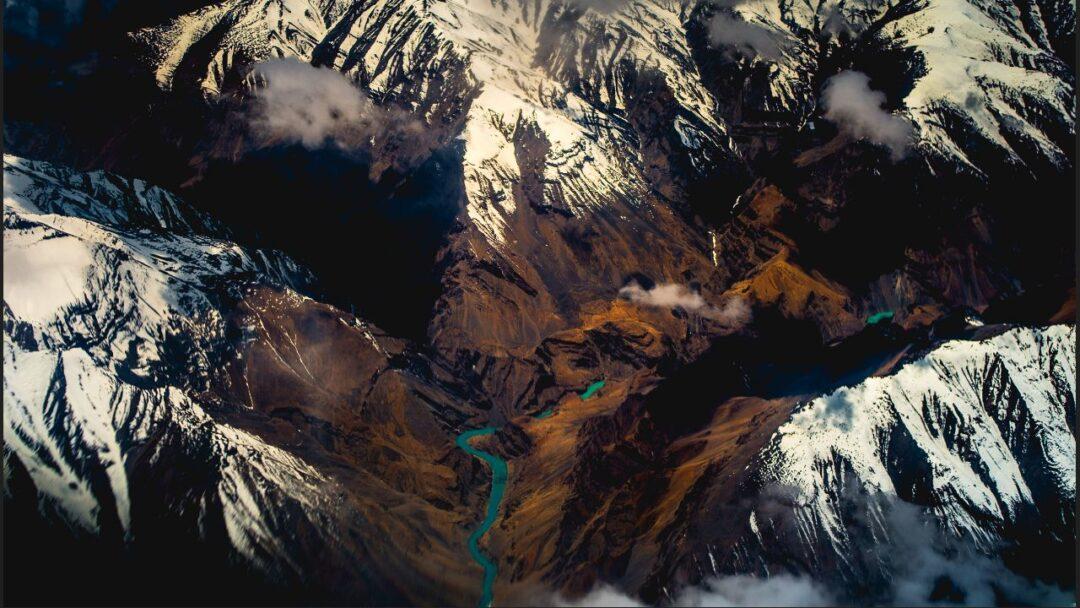 A breathtaking view of snow-capped mountains in Jammu and Kashmir, India