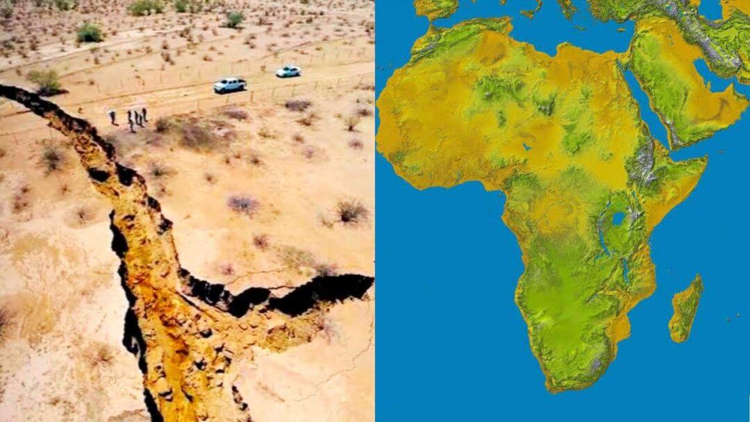 Will a New Ocean Form After the Separation of Africa?, Hypothetical image of a new ocean forming in Africa as a result of tectonic forces.